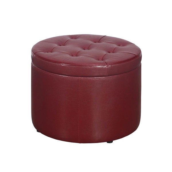 Convenience Concepts Designs4Comfort Round Shoe Ottoman, Burgundy - 22 x 22 x 16.25 in. HI2539915